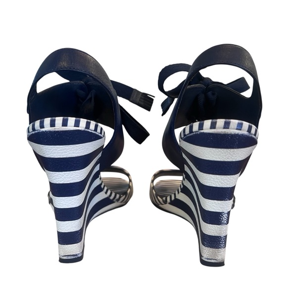 Tory Burch Maritime Stripe Wedge Sandals Women’s Size 7.5 - Picture 11 of 16